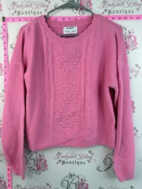 Old Navy sweater hearts bubblegum Pink Cable Knit Sweater